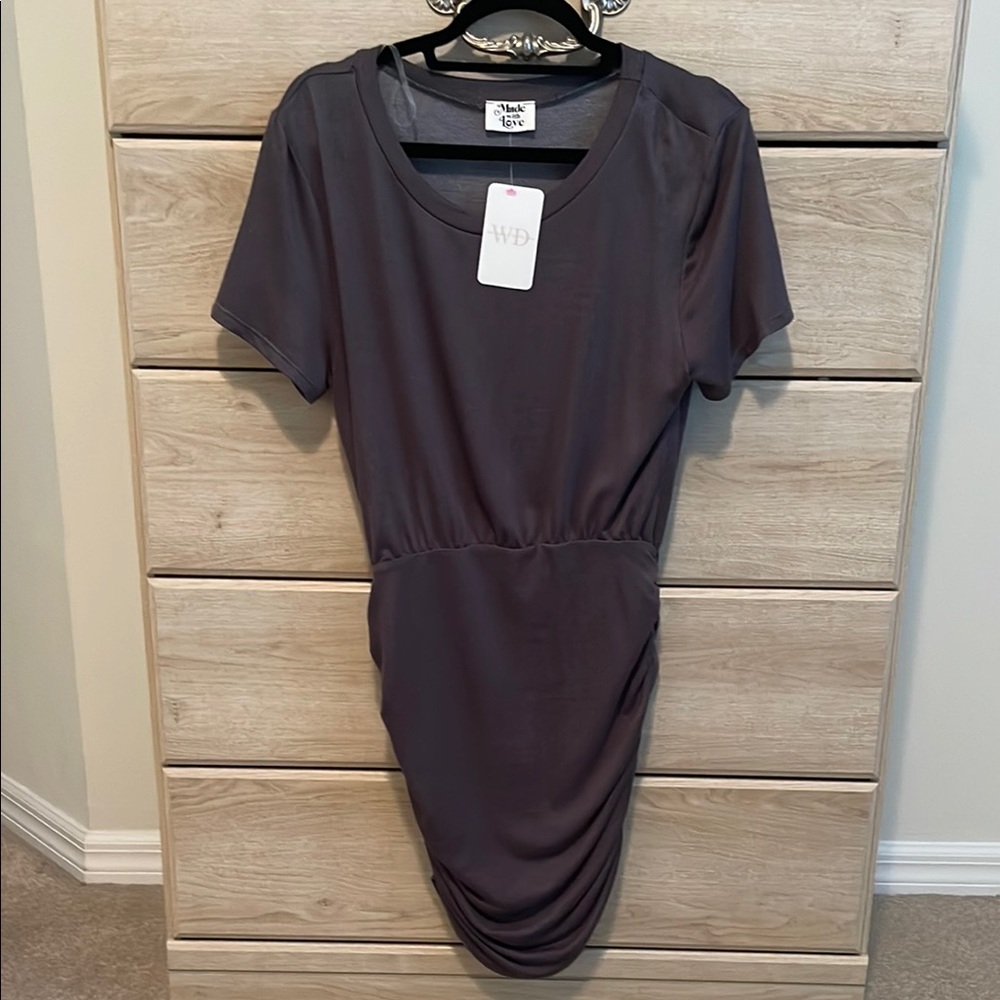 Dark Gray Ruched Dress
